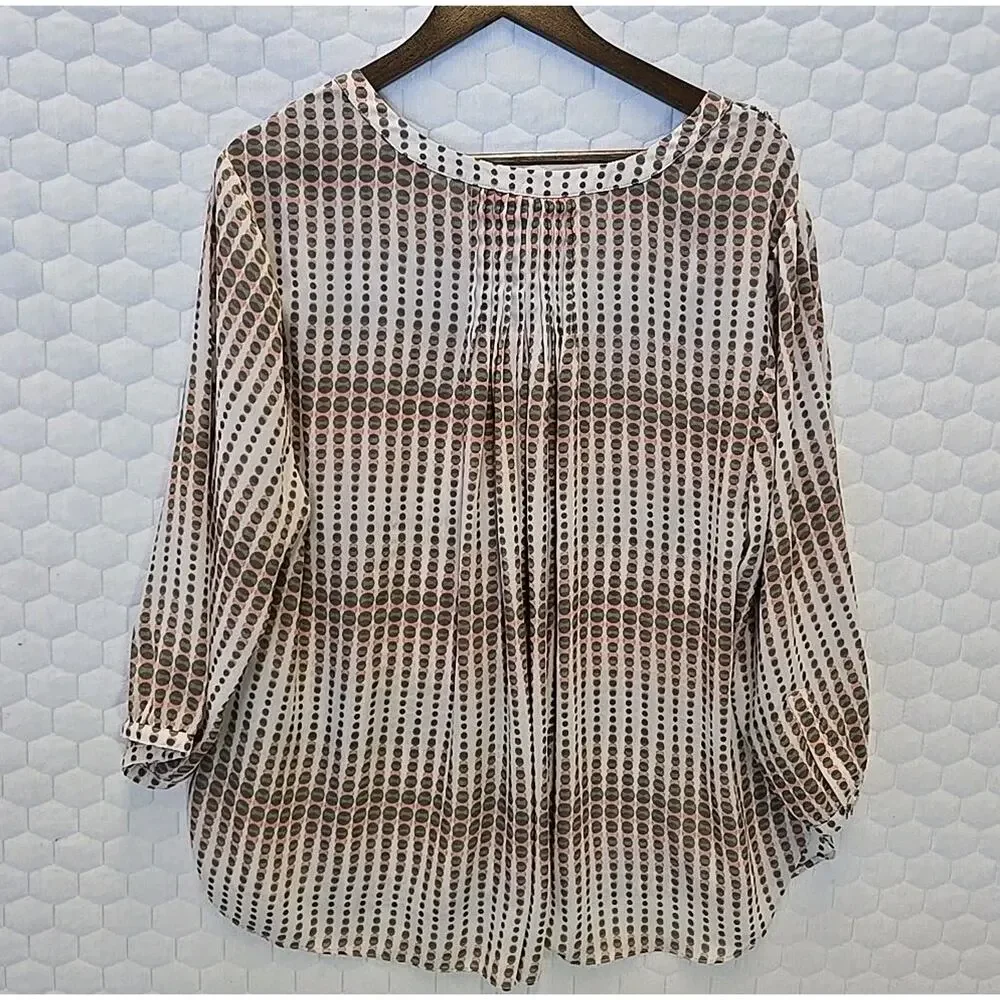 Lot 3 NYDJ Plus Size 1X Pintuck Peasant Blouse Tops Mixed Prints 3/4 Sleeve Boho - Picture 6 of 14